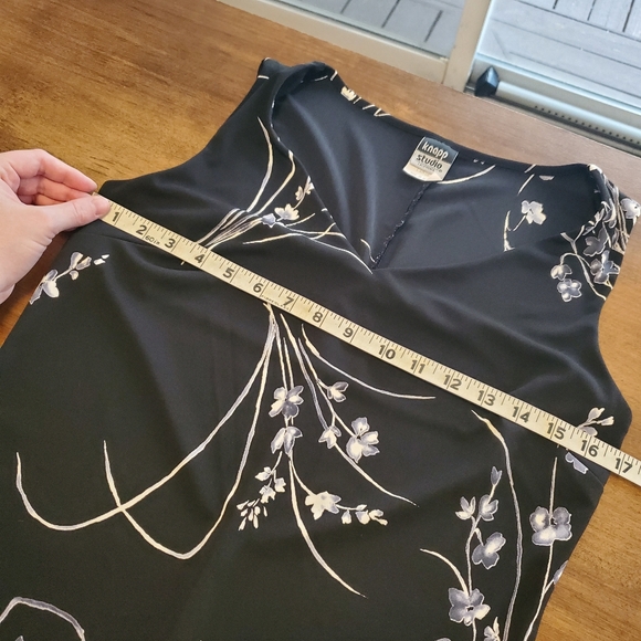Vintage Sleeveless Floral 90s Black Dress Knapp Studio Size Large - Picture 10 of 13